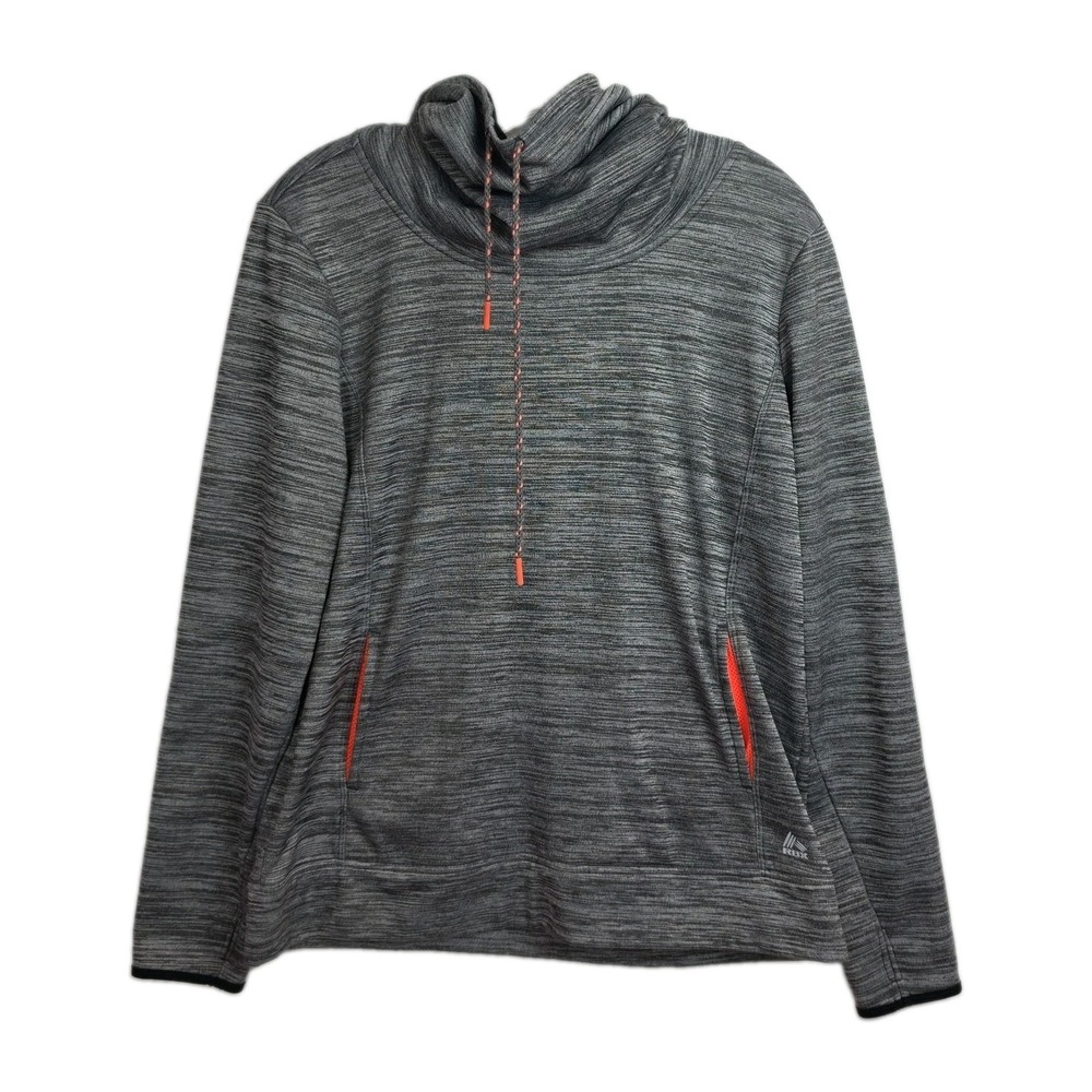 RBX Activewear Turtleneck Hoodie Sweatshirt Women's M Gray‎ w/ Pink Accents